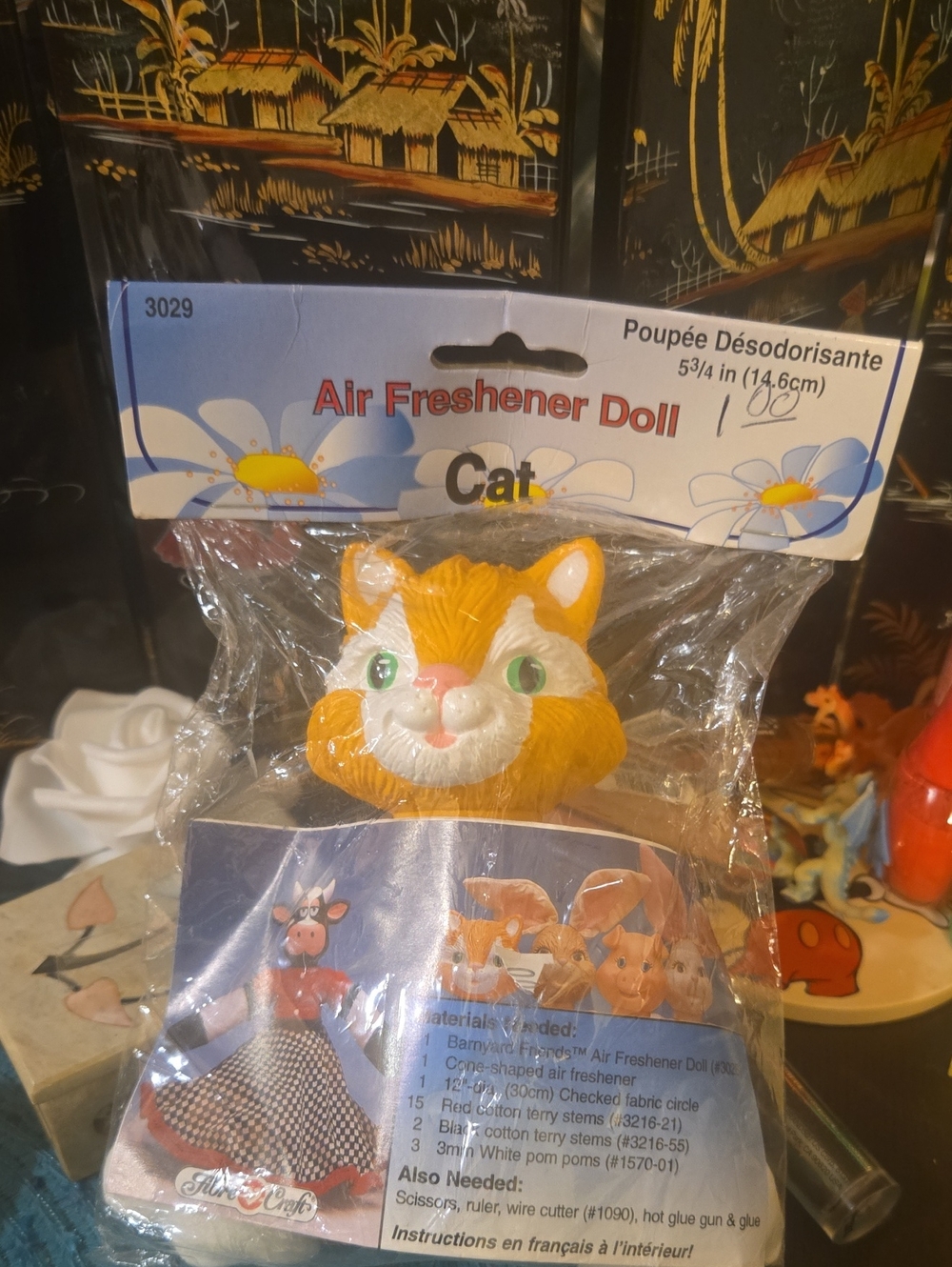 Cat Air Freshener Doll - Orange and White  Accent